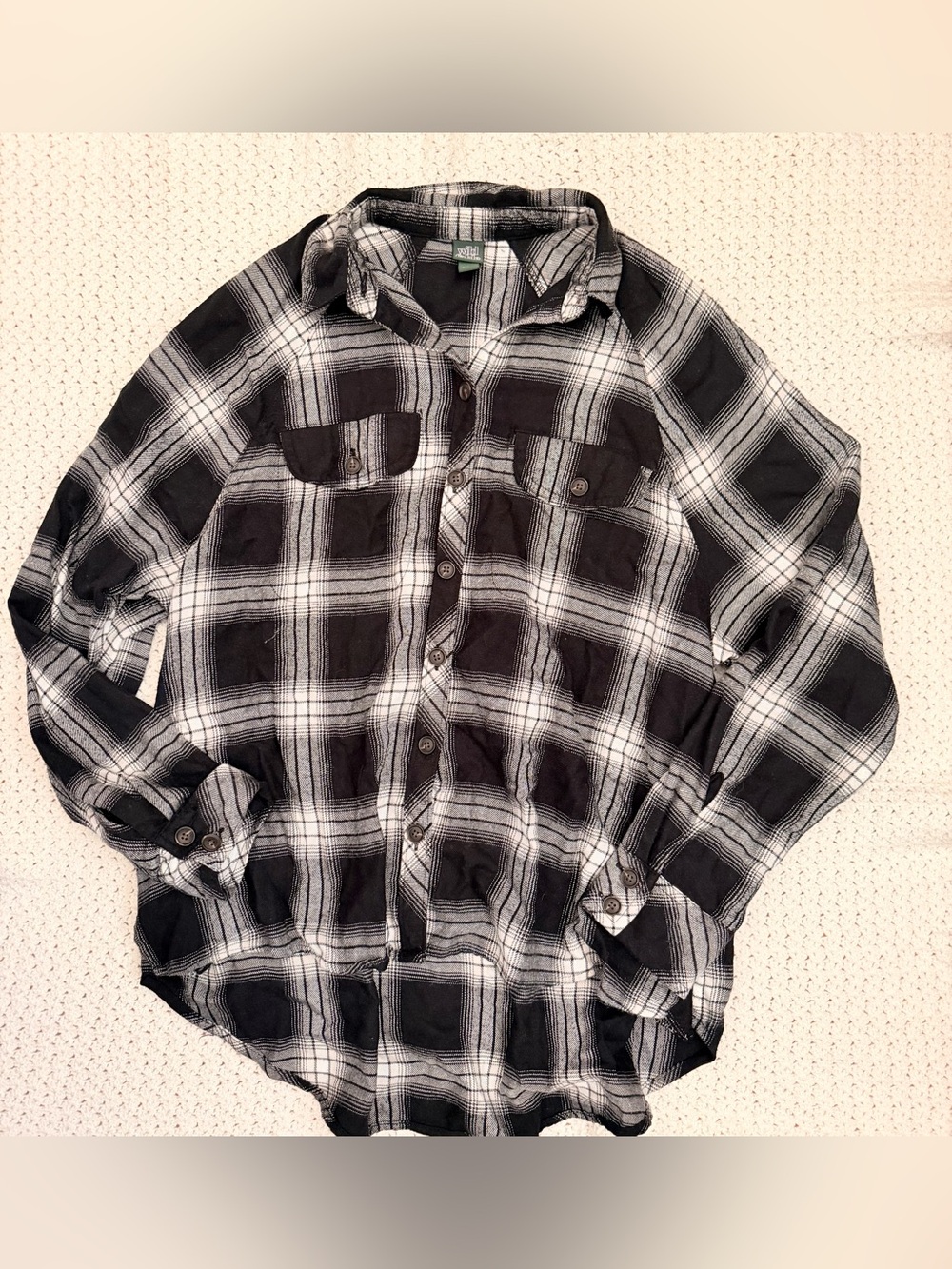 Black & White Plaid Button-Up Shirt